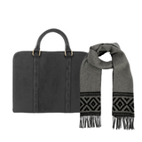 Clara Aktentasche mit kostenlosem Azteca-Schal – Schwarzes Leder