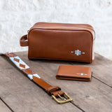 Herren-Kulturtasche - Hellbraunes Leder