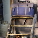 Escapada Holdall Reisetasche – braunes Leder und marineblaues Canvas