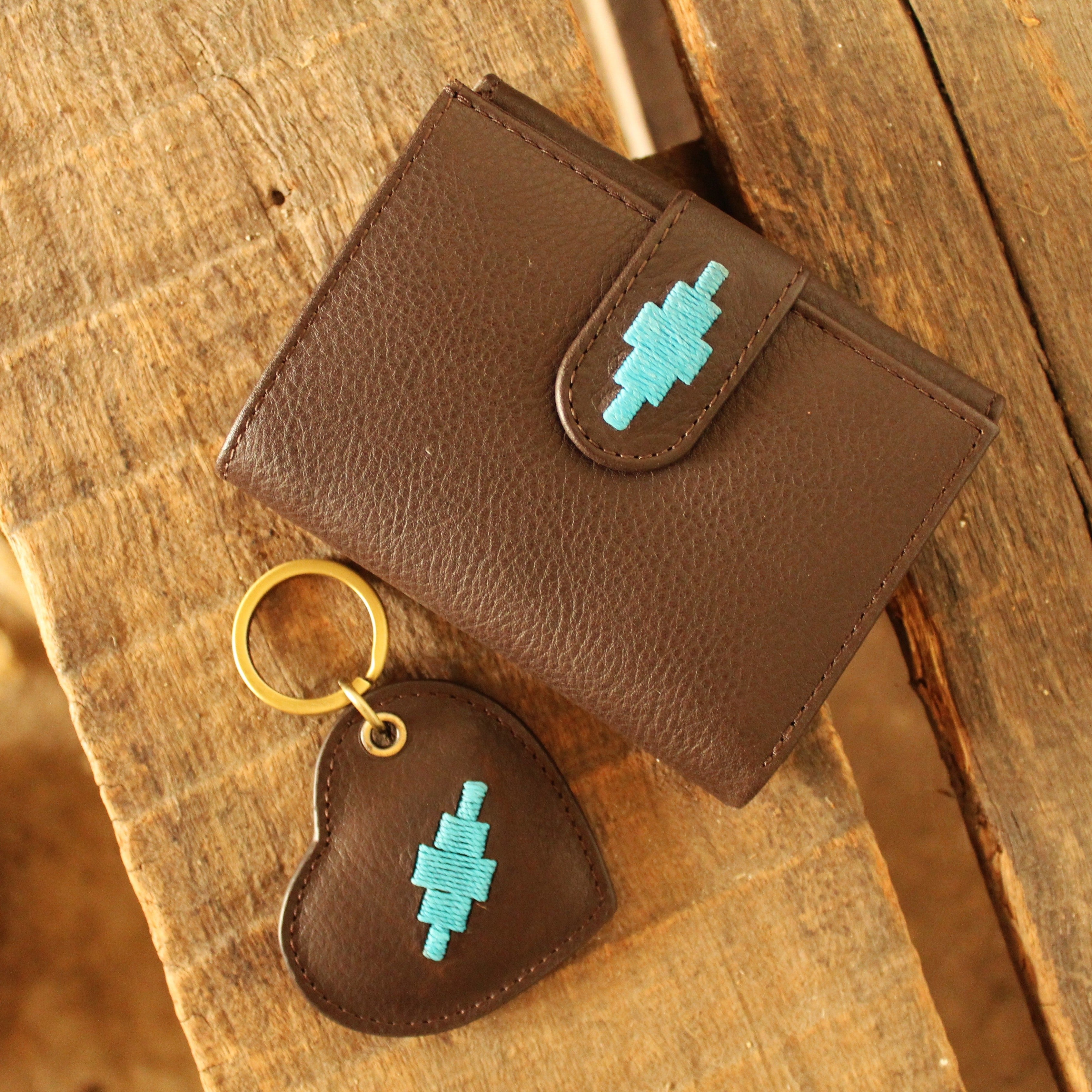 'Vida' Heart Keyring - Brown Leather - pampeano UK
