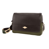 Entregar Messenger Bag - Brown Leather and Forest Canvas