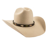 Pampa Leather Hat Band - Beige, Light Green, Cream and Dark Green Diamonds