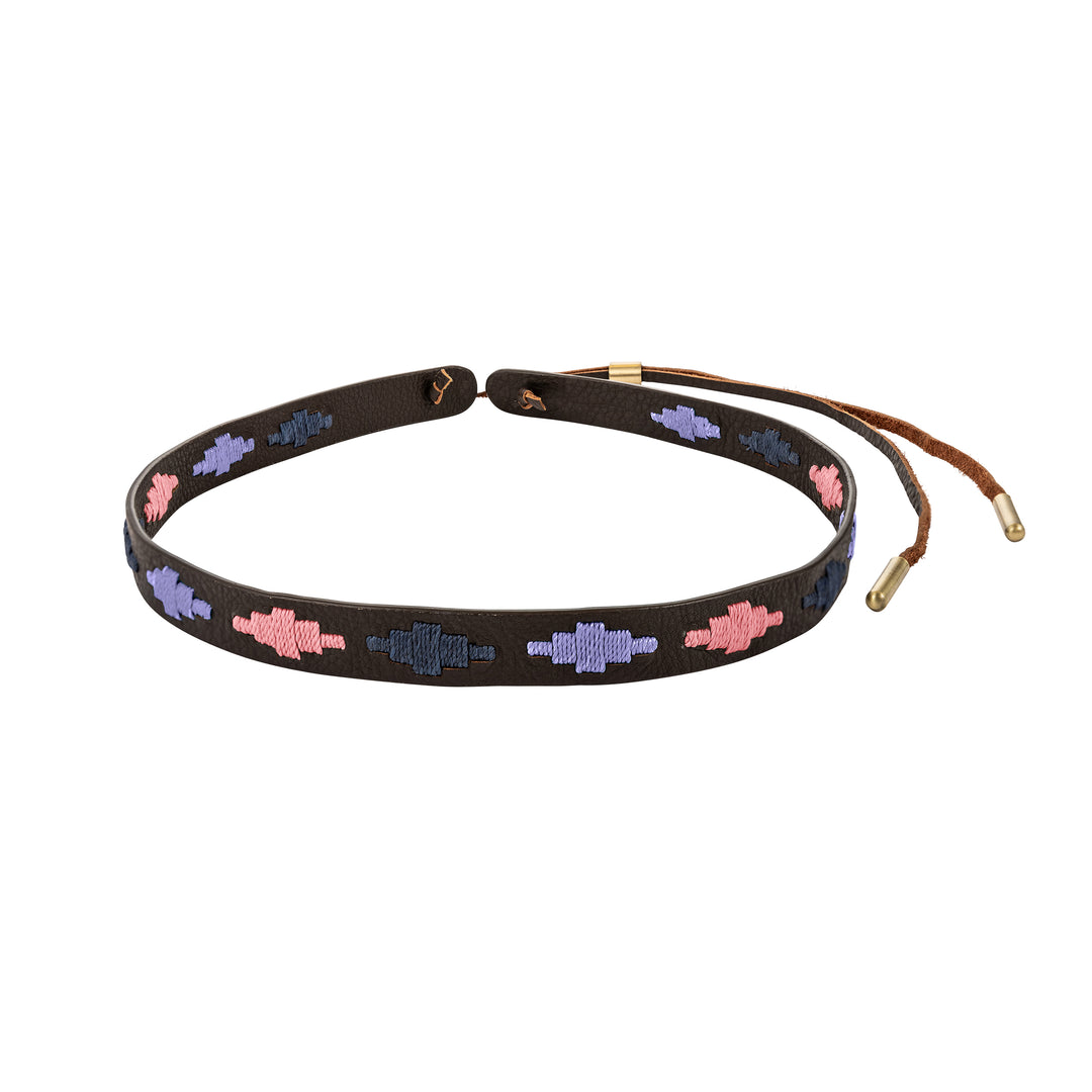 Pampa Leather Hat Band - Lilac, Navy and Pink Diamonds