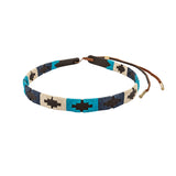 Pampa Leather Hat Band - Turquoise, Navy and Cream Blocks