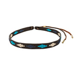 Pampa Lederhutband - Türkis, Marineblau und Cremefarbene Diamanten