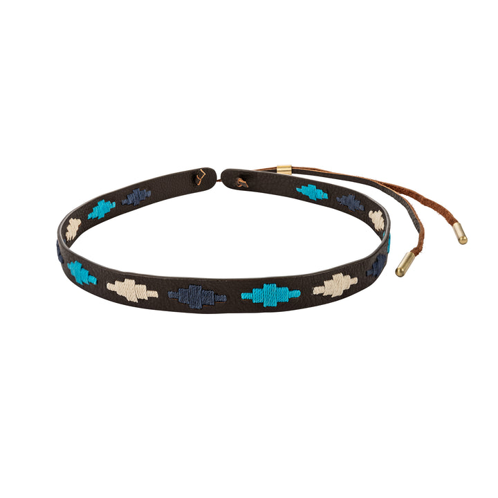 Pampa Leather Hat Band - Turquoise, Navy and Cream Diamonds
