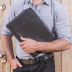 'Folio' Laptop Case - Black Leather - pampeano UK