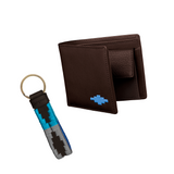 Eine beliebige Lederbrieftasche und ein Schlüsselanhänger zur Auswahl – Geschenkpaket