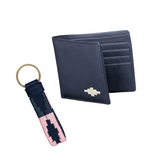 Eine beliebige Lederbrieftasche und ein Schlüsselanhänger zur Auswahl – Geschenkpaket