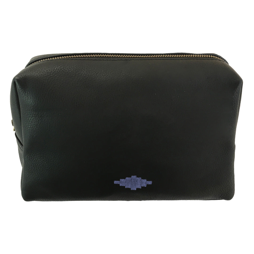 'Afeite' Washbag - Black Leather - pampeano UK