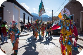 people walking along a street 