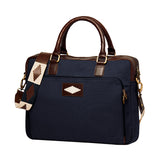 Mensajero Briefcase - Brown Leather and Navy Canvas