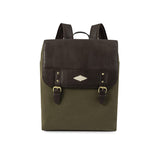 Mochila Backpack - Brown Leather with Forest Canvas