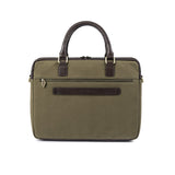 Mensajero Briefcase - Brown Leather and Forest Canvas