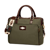 Mensajero Briefcase - Brown Leather and Forest Canvas