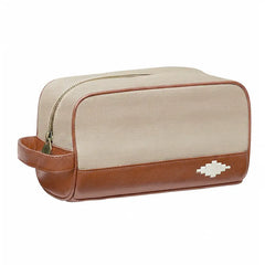 Hombre washbag - tan leather with cream juco