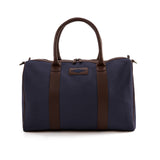 Varon Liten Reiseveske - Brunt Skinn og Marineblått Kanvas