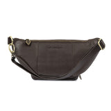 Rinonera Crossbody Bag - Brown Leather with Cream Stitching