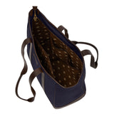 Bolso Tote Bag - Brown Leather with Navy Canvas