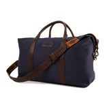 Caballero large travel bag - brown leather and navy canvas with navy stitching