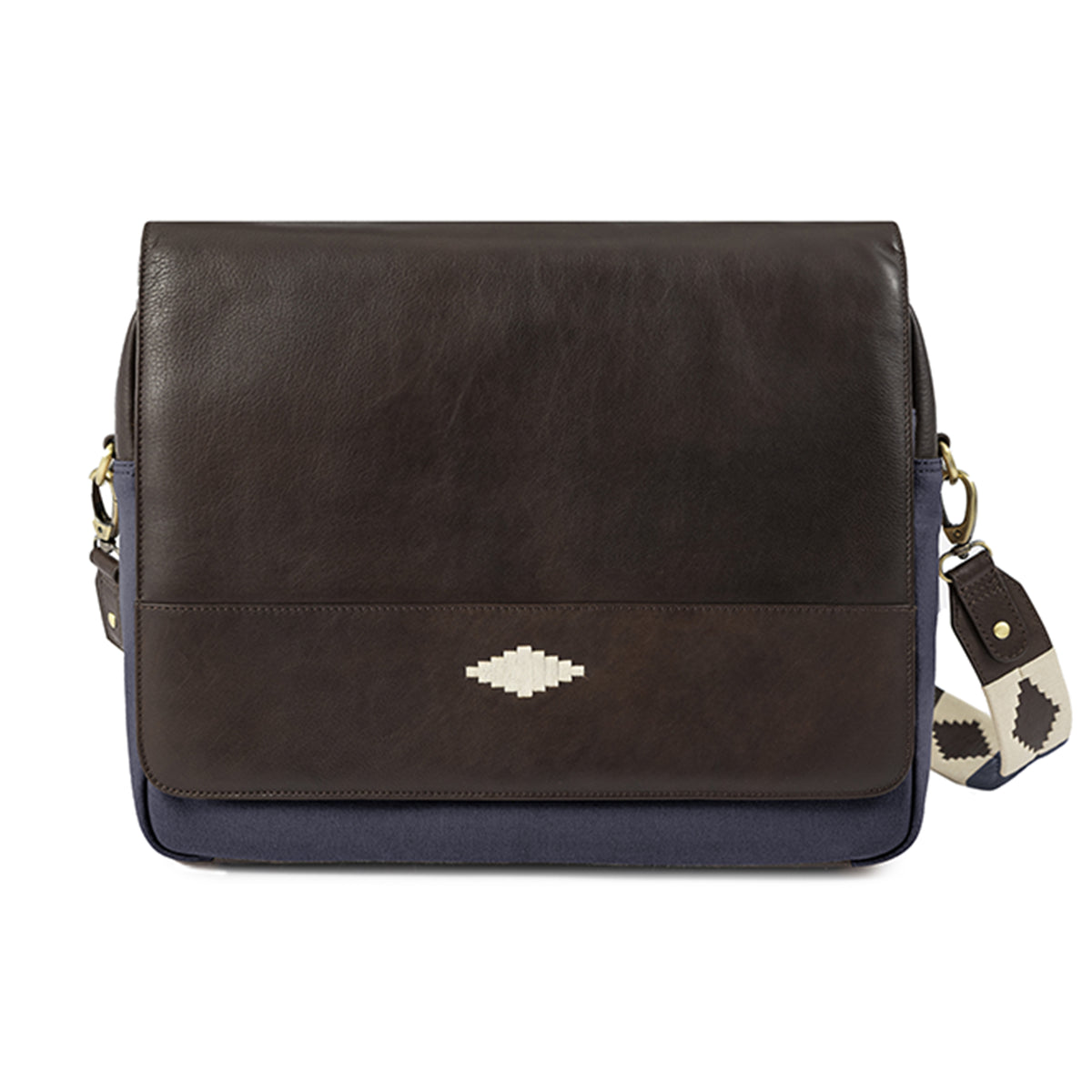 Entregar messenger bag brown leather canvas