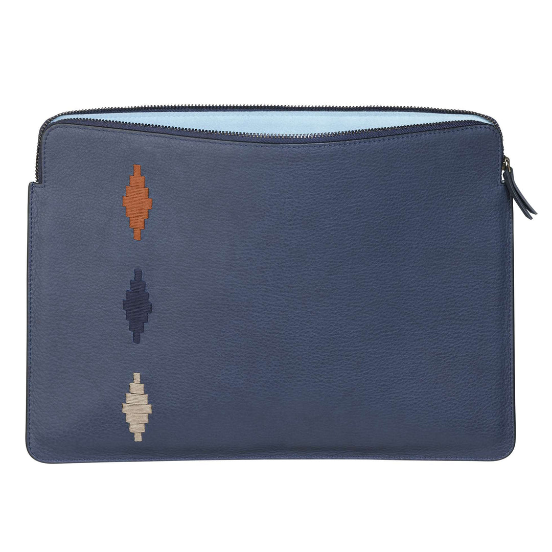 „Folio“ Laptoptasche – Marineblaues Leder