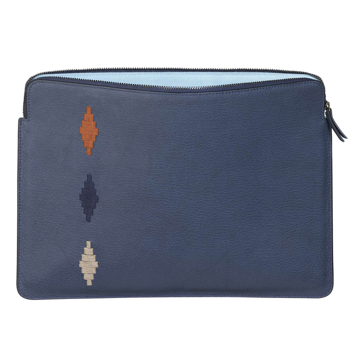 „Folio“ Laptoptasche – Marineblaues Leder