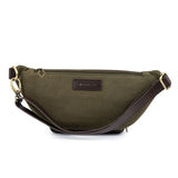 Rinonera Crossbody Bag- Brown Leather and Forest Canvas