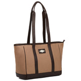 Bolso Tote Bag - Brown Leather with Sand Canvas