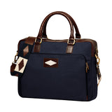 Mensajero Briefcase - Brown Leather and Navy Canvas