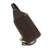 Pequeno Crossbody Bag - Brown Leather and Forest Canvas