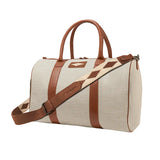 Varon small travel bag - tan leather with cream juco canvas