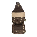 Pequeno Crossbody Bag - Brown Leather and Sand Canvas