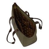 Bolso Tote Bag - Brown Leather with Forest Canvas