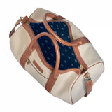 Varon small travel bag - tan leather with cream juco canvas