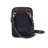 Estuche Sling Bag - Brown Leather and Navy Canvas