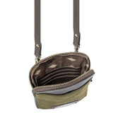Estuche Sling Bag - Brown Leather and Forest Canvas