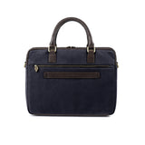 Mensajero Briefcase - Brown Leather and Navy Canvas