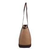 Bolso Tote Bag - Brown Leather with Sand Canvas