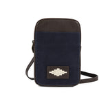 Estuche Sling Bag - Brown Leather and Navy Canvas