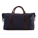 Caballero large travel bag - brown leather and navy canvas with navy stitching