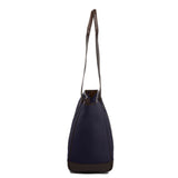 Bolso Tote Bag - Brown Leather with Navy Canvas