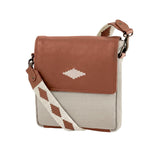 Bandolera crossbody bag - tan leather and cream juco