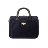 Mensajero Briefcase - Brown Leather and Navy Canvas