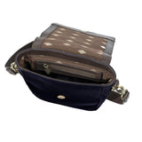 Bandolera Crossbody Bag - Brown Leather and Navy Canvas