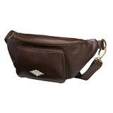 Rinonera Crossbody Bag - Brown Leather with Cream Stitching