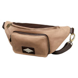 Rinonera Crossbody Bag - Brown Leather and Sand Canvas