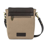 Bandolera Crossbody Bag - Brown Leather and Sand Canvas