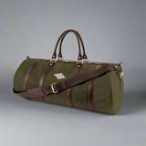 Equipo Holdall Bag - Brown Leather and Forest Canvas