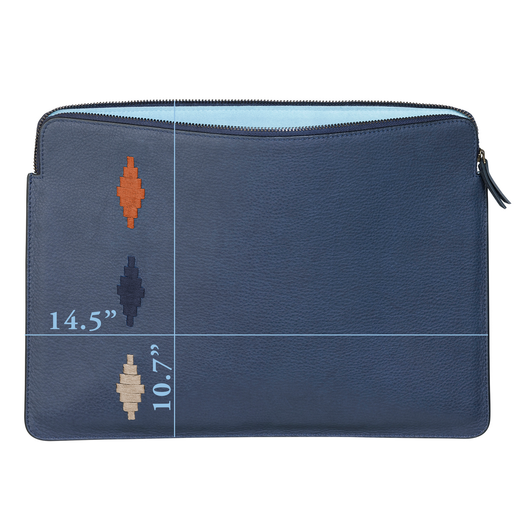 Folio Laptop Case - Navy Leather
